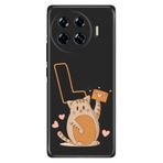 Senada Tecno Spark 20 Pro Plus+ ile Uyumlu Kılıf Tema Art Desenli Baskılı Silikon Kedili L Harfi