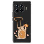 Senada Tecno Spark 20 Pro Plus+ ile Uyumlu Kılıf Tema Art Desenli Baskılı Silikon Kedili T Harfi
