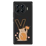 Senada Tecno Spark 20 Pro Plus+ ile Uyumlu Kılıf Tema Art Desenli Baskılı Silikon Kedili V Harfi