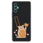 Senada Tecno Spark 8 Pro ile Uyumlu Kılıf Resimli Desenli Silikon Kedili İ Harfi