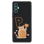 Senada Tecno Spark 8 Pro ile Uyumlu Kılıf Resimli Desenli Silikon Kedili P Harfi