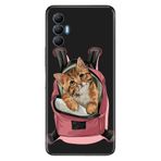 Senada Tecno Spark 8 Pro İle Uyumlu Kılıf Silikon Renkli Desenli Resimli - Kedi Tatilde