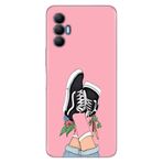 Senada Tecno Spark 8 Pro İle Uyumlu Kılıf Silikon Renkli Desenli Resimli - Pembe Kolej