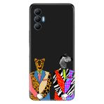 Senada Tecno Spark 8 Pro İle Uyumlu Kılıf Silikon Renkli Desenli Resimli - Zebra Kaplan Retro