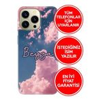 Senada Vivo Y04 Y36 Y22S Y35 Y15S Y16 Y70 V21 V21E İle Uyumlu Kılıf İsimli Yazılı Kişiye Özel Pembe Bulut