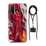 Senada Vivo Y11s Y20 Y20s ile Uyumlu Kılıf Red Marbles Silikon İpli Boyun Askı Aparatı