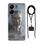 Senada Xiaomi Poco C65 - Redmi 13C ile Uyumlu Kılıf Atatürk 1938 Silikon İpli Boyun Askı Aparatı