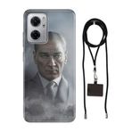 Senada Xiaomi Redmi 10 5g ile Uyumlu Kılıf Atatürk 1938 Desenli Silikon İpli Boyun Askı Aparatı