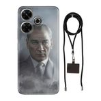 Senada Xiaomi Redmi 13 4G ile Uyumlu Kılıf Atatürk 1938 Silikon İpli Boyun Askı Aparatı