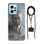Senada Xiaomi Redmi Note 12 4G ile Uyumlu Kılıf Atatürk 1938 Silikon İpli Boyun Askı Aparatı