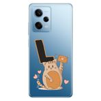 Senada Xiaomi Redmi Note 12 Pro 5g ile Uyumlu Kılıf Resimli Desenli Silikon Kedili L Harfi