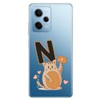 Senada Xiaomi Redmi Note 12 Pro 5g ile Uyumlu Kılıf Resimli Desenli Silikon Kedili N Harfi