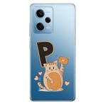Senada Xiaomi Redmi Note 12 Pro 5g ile Uyumlu Kılıf Resimli Desenli Silikon Kedili P Harfi