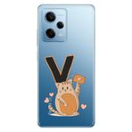 Senada Xiaomi Redmi Note 12 Pro 5g ile Uyumlu Kılıf Resimli Desenli Silikon Kedili V Harfi