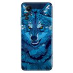 Senada Xiaomi Redmi Note 12S İle Uyumlu Kılıf Kamera Korumalı Silikon Desenli Resimli Kapak Mavi Çizim Kurt