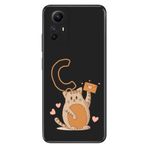 Senada Xiaomi Redmi Note 12s ile Uyumlu Kılıf Resimli Desenli Silikon Kedili Ç Harfi