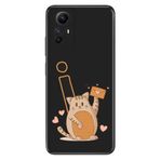 Senada Xiaomi Redmi Note 12s ile Uyumlu Kılıf Resimli Desenli Silikon Kedili I Harfi