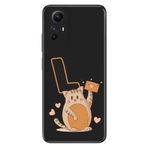 Senada Xiaomi Redmi Note 12s ile Uyumlu Kılıf Resimli Desenli Silikon Kedili L Harfi