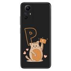 Senada Xiaomi Redmi Note 12s ile Uyumlu Kılıf Resimli Desenli Silikon Kedili P Harfi