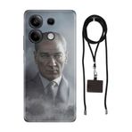 Senada Xiaomi Redmi Note 13 4g ile Uyumlu Kılıf Atatürk 1938 Desenli Silikon İpli Boyun Askı Aparatı