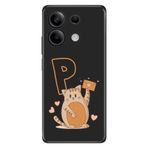 Senada Xiaomi Redmi Note 13 4G ile Uyumlu Kılıf Resimli Desenli Silikon Kedili P Harfi