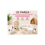 senayartstudio 33 Parça Minyatür Salon Takımı | Modern Dekoratif Maket Ev Seti | Diorama & Hobi Aksesuarı