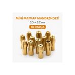 SENBANG Mini Matkap Mandren Adaptörü 10’lu Set 0.5–3.2 mm Pirinç Dremel & Gravür Uyumlu