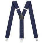 Sencillo Erkek pantolon askısı, güçlü klipsli, Y şeklinde, Koyu mavi noktalar, 113 cm lang und 3,5 cm breit