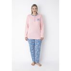 SENFONİ Pembe/Mavi Şal Desen Büyük Beden Pamuklu Pijama Takımı – %100 Pamuk