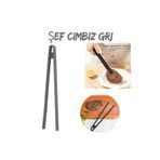 sengenegel Gri Silikon Pratik Cımbız Maşa Pişirme Cımbızı Çelik Maşa 30cm | Profesyonel Şef Cımbızı