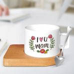 Seni Seviyorum Anne Ahşap Altlı Fincan - 1 Adet - 180 ml - Beyaz
