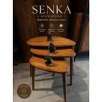 Senka Damla Model Masif Doğal Ahşap 3lü Zigon Sehpa - Meşe