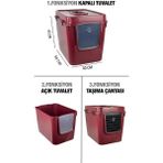 Sennedilersen Petgrow Xxl 3 Fonksiyonlu Premium Kapalı Kedi Tuvaleti ve Taşıma Çantası 56 x 40 x 43 cm - Bordo