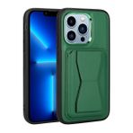 Senon Apple iPhone 13 Pro Kılıf Kartlıklı Standlı Pu Deri Zore Memo Kapak (Koyu Yeşil)