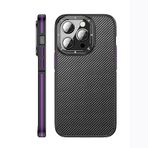 Senon Apple iPhone 14 Pro Kılıf Mat Transparan Karbon Fiber Görünümlü Wlons Marin Kapak (Mor)