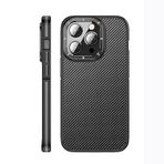 Senon Apple iPhone 14 Pro Kılıf Mat Transparan Karbon Fiber Görünümlü Wlons Marin Kapak (Siyah)