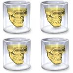Senon Crystal Head Kuru Kafa 4’lü Shot Bardak Seti Tekila Bardağı Kuru Kafa Tasarımlı Isıya Dayanıklı Sunum Kokteyl Bardağı