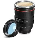 Senon Objektif Kupa Lens Kupa Kahve Çay İçin Termos Kupa Fotoğraf Tutkunları İçin Dekoratif Hediyelik 350 Ml (Cam Kapak)