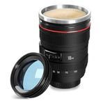 Senon Objektif Kupa Lens Kupa Kahve Ve Çay İçin Termos Kupa Fotoğraf Tutkunları İçin Dekoratif Hediyelik 350 ml (Cam Kapak)