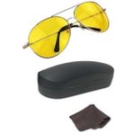 Senon Prime UV400 Metal Çerçeveli Gece Sürüş ve Sis Gözlüğü Sarı Camlı Aviator Stil Anti Far Gece Görüş Gözlügü Özel Kutulu