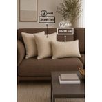 Senpai Chevron Bohem Dekoratif Punch Yastık Kırlent Kılıfı | 30X50 Bej - 30 x 50 cm