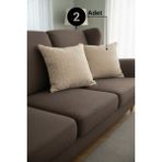 Senpai Chevron Bohem Dekoratif Punch Yastık Kırlent Kılıfı | 45X45 Bej - 45 x 45 cm