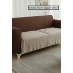 Senpai Naturalux Pamuklu Bohem Koltuk Oturma Yerini Kapatan Çekyat Berjer Örtüsü Şalı | 100X210 Bej - 100 x 200 cm