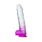 Sens 2 Renkli Dildo - Gerçekçi Jel Doku, Ultra Yumuşak Şeffaf Mor Yapay Penis, Vantuzlu, Kayış Uyumlu, Birinci Sınıf Silikon, Temizlemesi Kolay, Vajinal ve Anal Kullanım için İdeal Renkli Penis Dildo