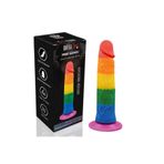 Sens Dildo 18.5 CM - Gökkuşağı Renkli Ultra Realistik Silikon Yapay Penis Testissiz, Tıbbi Sınıf, Güçlü Vantuz, Su Geçirmez, Ergonomik ve Şık Tasarım, LGBT, Eğilip Bükülebilen Özel Koleksiyon Dildo