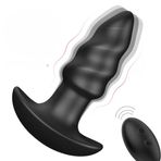 Sens Şarjlı Kablosuz Uzaktan Kumandalı Güçlü Elektro Stimulasyon Güçlü Titreşimli Anal Plug, Manyetik Şarjlı Su Geçirmez Spiral Dereceli Boğumlu T Şeklinde Anal Vibratör - Couple Anal Sex Toys