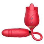 Sens Unmate Rose Tongue - USB Manyetik Şarjlı İleri Geri Hareketli G Bölge Uyarıcı ve Dil Yalama Hareketli Klitoris Uyarıcı Gül Şeklinde Teleskopik Vibratör - Aynı Anda Uyarım İçin Uzun Bağlantı