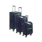 SENSAMITE Lacivert Kabin (KÜÇÜK) Orta Ve Büyük Boy 3'lü Carry-on Ultra Hafif Lüks Kumaş Valiz Seti