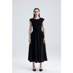 Sense ALT TRİCOTTON ÜST LİKRALI VİSKON BELİ LASTİKLİ KOLSUZ ELBİSE | ELB36283 Siyah