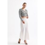 Sense Beli Lastikli Kaliteli Z. Saten Uzun Etek | ETK35736 - Ekru - 40